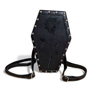 NWOT Dolls Kill Widow Vegan Leather ROSE RESURRECTION COFFIN BACKPACK Black